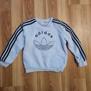 Adidas Sky Blue Crewneck with Black Sleeve Stripes